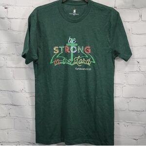 NWOT "Be strong in the Lord" Ephesians 6:10 Tshirt, 60/40 Polyester Cotton Blend
